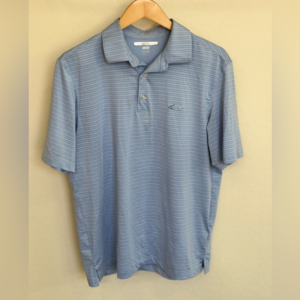 Greg Norman Collection Light Blue Striped Polo